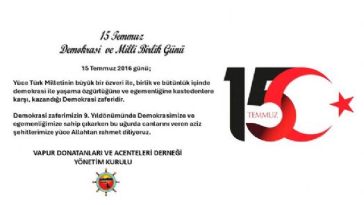 15 TEMMUZ DEMOKRASİ VE MİLLİ BİRLİK GÜNÜ 